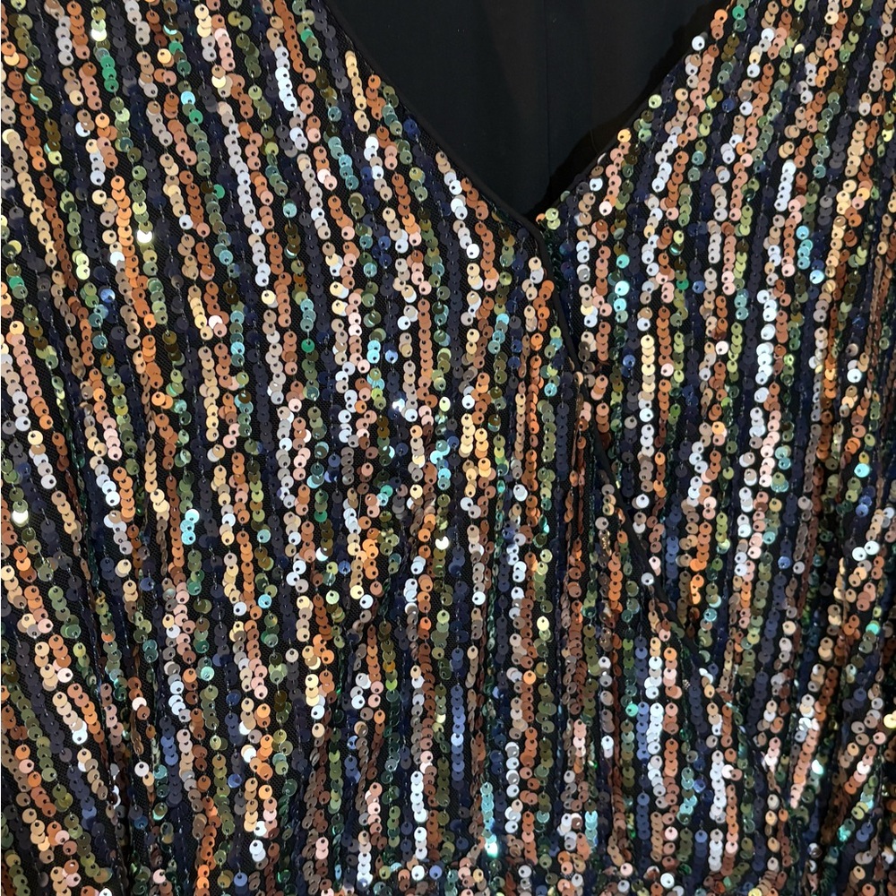 Karlie Black & Rose Gold Sequin Dress V-Neck Dolman Sleeve Medium Party Cocktail - Picture 9 of 15